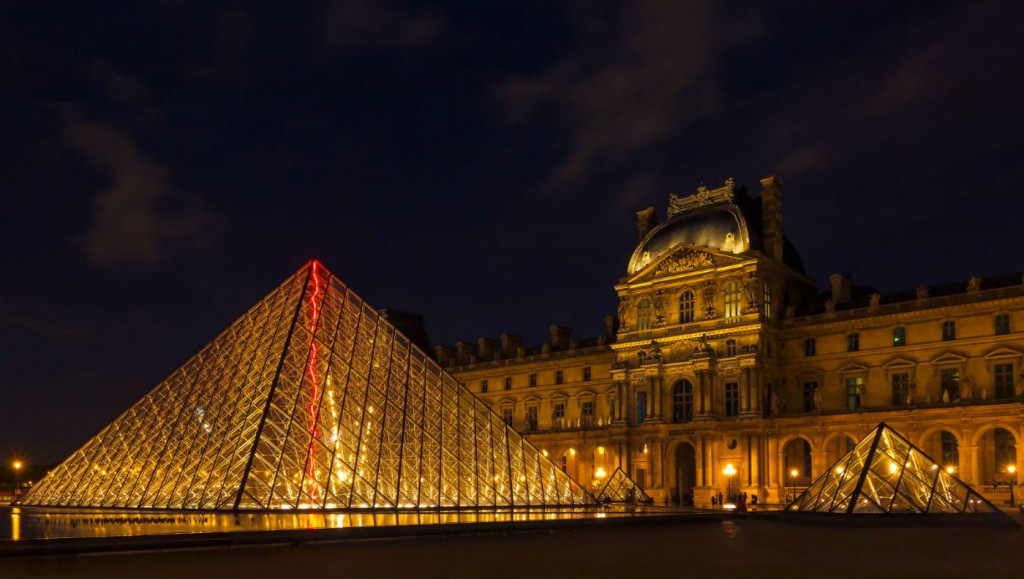Louvre Museum and the Pyramid in Paris