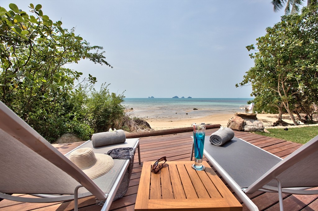 The villa's private beach