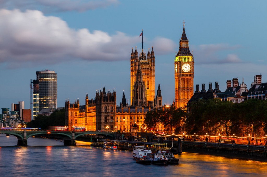 Big Ben and Westminster Bridge in the Evening London