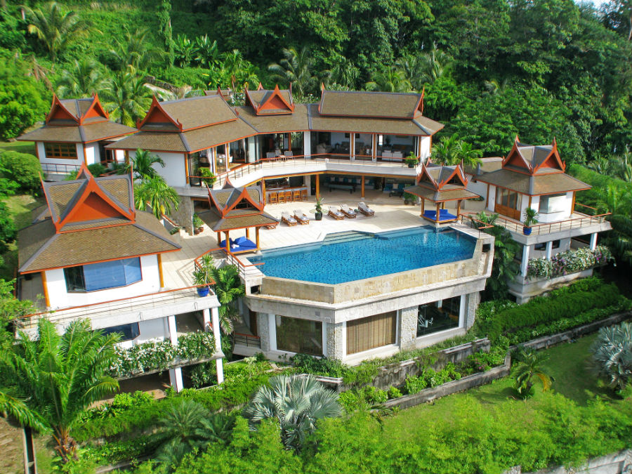 Aerial shot of Villa Rak Tawan in Phuket