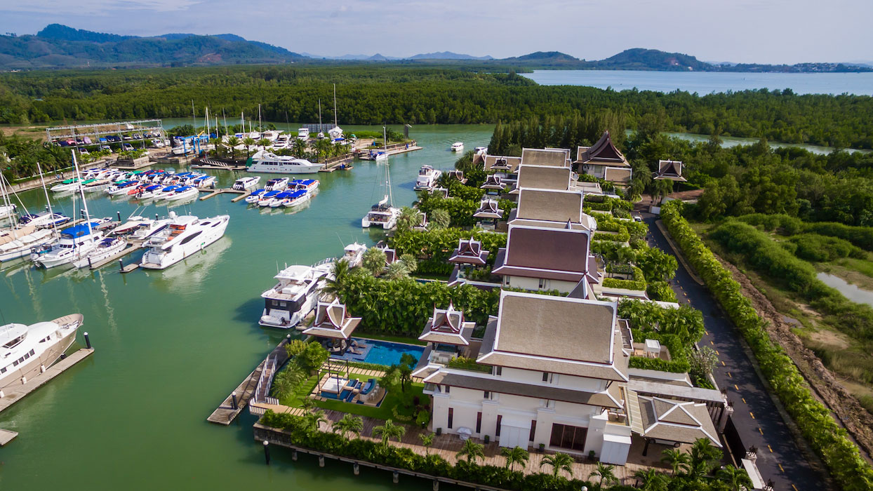 aerial view marina - villa kalyana phuket