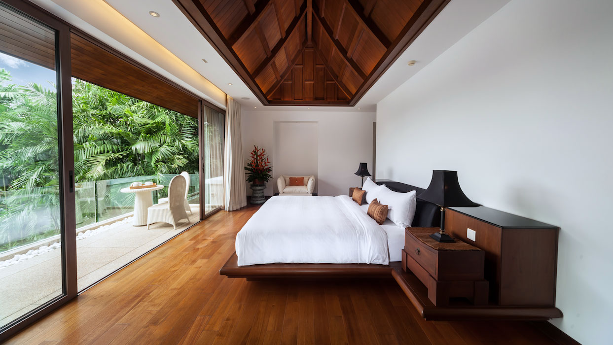 bedroom facing pool - villa kalyana phuket