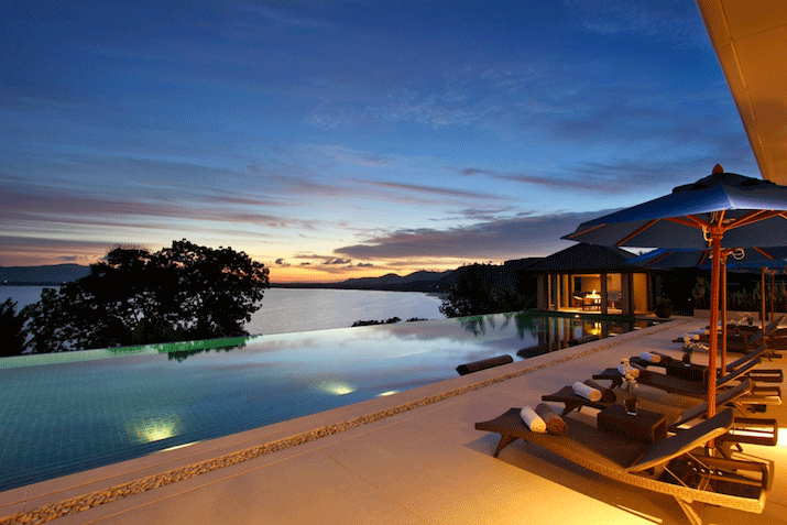 Pool night shot of Villa Padma in Phuket