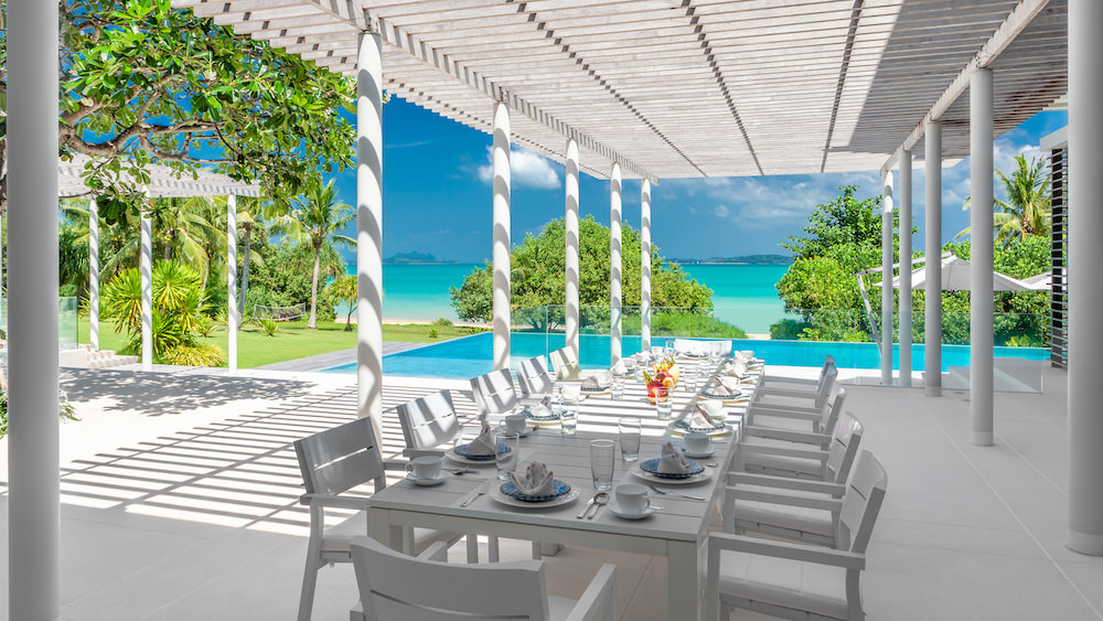 The 12-seater pergola dining area