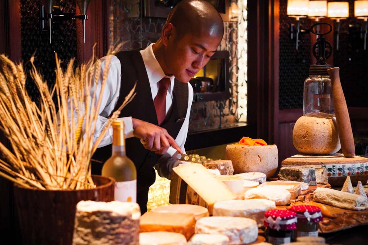 World-class wines and cheeses served at the Caprice Bar.